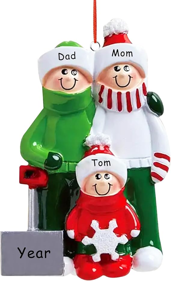 Personalized 2026 Ornament Snowman Family of 3 Christmas Tree Decoration Artisanal Customized Decoration Family Ornament DIY Name Pendant Xmas Tree Decor