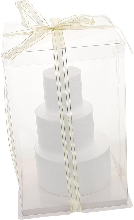 3-Tier Round Foam Cake Dummies Set 4 6 8 Inch White Fake Cake Forms for DIY Frosting Practice Wedding Birthday and Baby Shower Display