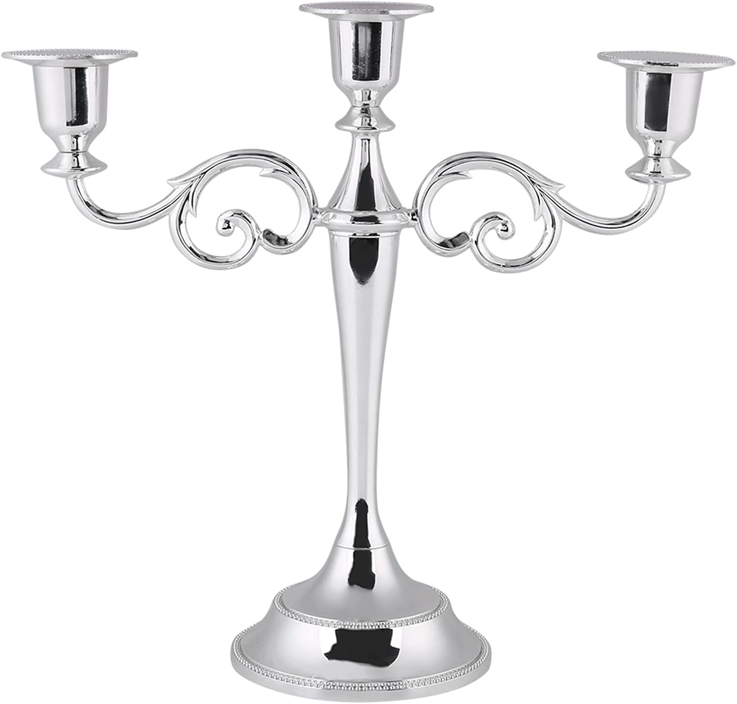 MSUIINT 2 Colors 3 Arms Metal Candle Holder 3 Branches Candle Stick Metal Candelabra Candlestick European Style Candelabra Wedding Candlestick Home Wedding DecorSilver