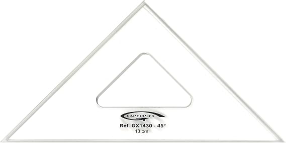 Set Square 45 3 Edges (Clear 13 cm Transparent