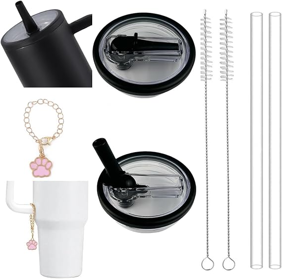 Stanley Lid Replacement 40 oz, H2.0 Stanley Liquid Leak Stoppers, Reusable Stanley Straw Accessory Rose Quartz A Black