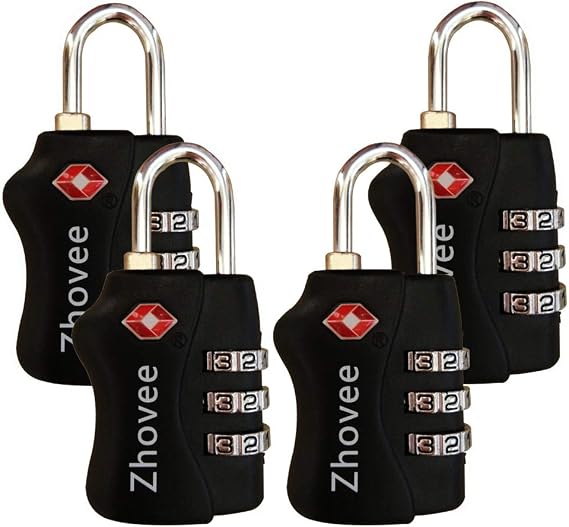 TSA Security Combination Lock Suitcase Luggage Bag Code Lock Padlock (4 Pack Black)
