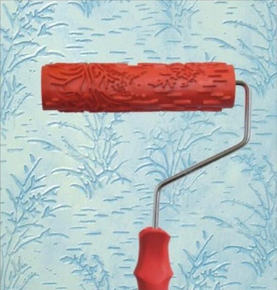canjoyn 7" Rubber Art Roller Wall Painting Pattern Roller Decorative Texture Roller DIY Patterned Paint Roller with Plastic Handle