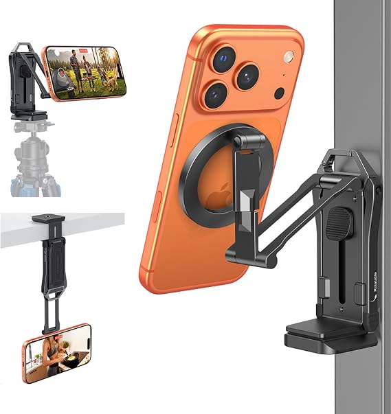 OMOTON TP02-Pro 5 in 1 Magnetic Phone Holder for Vlogging Essentials, Black
