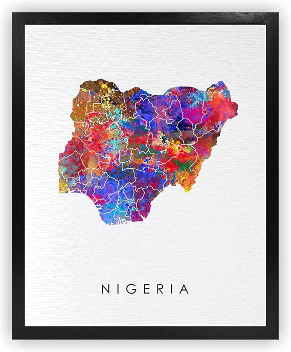 Dignovel Studios 8X10 Unframed Nigeria Watercolor Art Print Poster Map Motherland Country West Africa illustrations Wall Wedding Housewarming Wall Decor DN756
