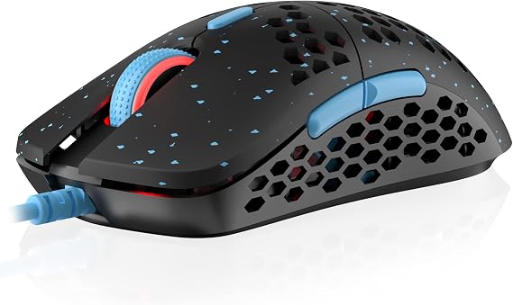 HK GAMING Mira S Ultra Lightweight Honeycomb Shell Wired RGB Gaming Mouse - Up to 12 000 cpi | 6 Buttons - 61g Only (Mira-S, Blue Phantom)