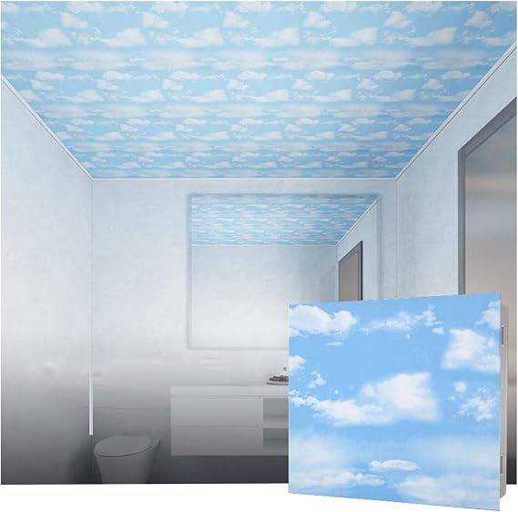 Interior Decor Ceiling Tiles, All-Aluminum Sheet Reusable Ceiling Installation Panels, Bathroom Basement Office Decorative Ceiling Covering Panels(Blue,5pcs-30x30cm/11.8x11.8in)