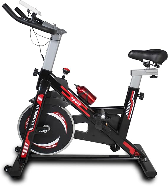 Exercise Bike with Screen Stand and LCD Display, Stationary Bike for Home, Indoor Cycling Bike with Adjustable Resistance, Seat & Handle, Sturdy and Quiet Design