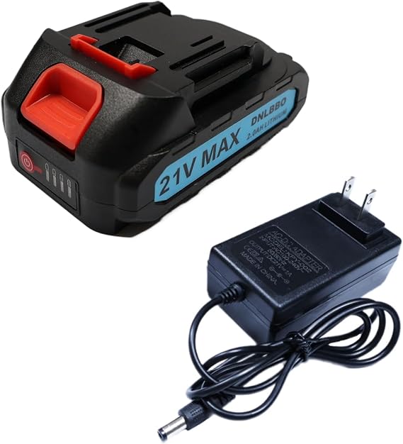 Mini Chainsaw Battery, 21v Lithium Battery - 2.0 Ah Battery with Electric Quantity Display, Include Charger Adapter, Suitable for Cordless Powe