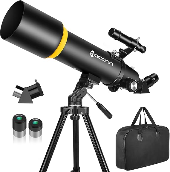 Telescope for Adults, 90mm Aperture, 600mm Refractor Telescope for Kids and Beginners, Telescopes for Adults, Astronomy with Handbag and Phone Adapter