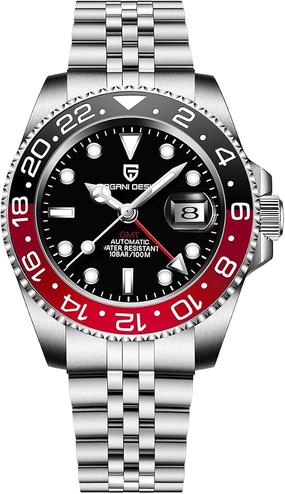 Pagani Design GMT Automatic Mechanical Men's Watch Rotating Ceramic Bezel Stainless Steel Watch with Date Function Men's Sport Watch