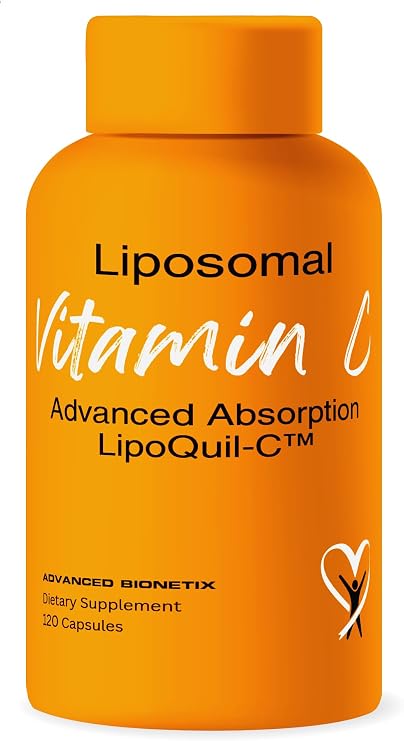 Advanced Bionetix Liposomal Vitamin C Supplement | LipoQuil-CTM Enhanced Absorption Technology | 120 Capsules 1000mg High Dose Fat Soluble Vita C | Immune Support Collagen Support