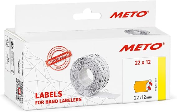Meto Labels for Hand Labels 22 x 12 mm 1 Line 6000 Pieces Fluorine Orange Permanent for Meto Contact Sato Avery Tovel Samark etc