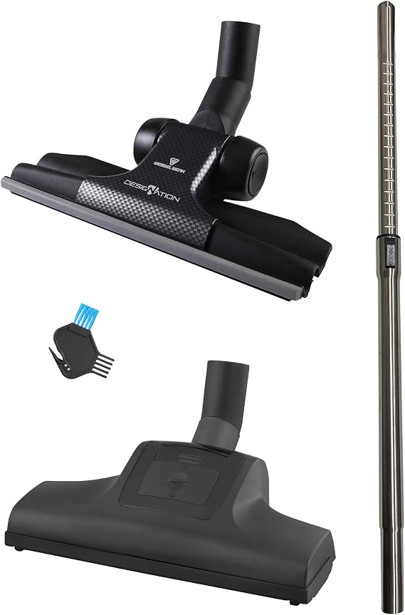 Wessel-Werk Stainless Steel Telescopic Extension Wand and Noise Optimized TK286 Turbo Brush with Ultra-Flat RD285 Floor Brush Vacuum Attachment Accessories for Wood and Carpet