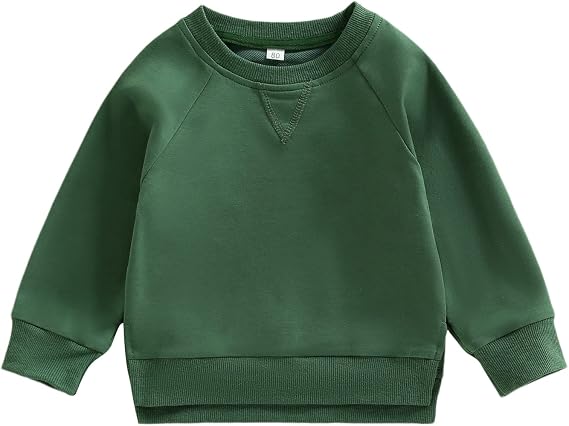 Toddler Baby Boy Girl Clothes Solid Color Crewneck Sweatshirt Long Sleeve Pullover T Shirt Tops Fall Winter Outfit