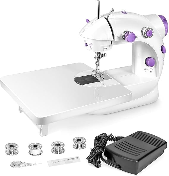 Small Sewing Machine for Kids Beginners, Mini Electric Sewing Machine - Dual Power Modes, Dual Control and LED Lighting, Portable, Perfect for DIY, Home Use, and Crafts