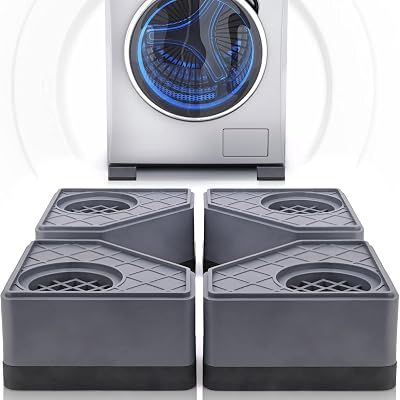 Anti Vibration Pads, Washing Machine Foot Pads, Non Slip Shock and Noise Cancelling Mat for Washer and Dryer Machine Support Protects Pedestals Set of 4
