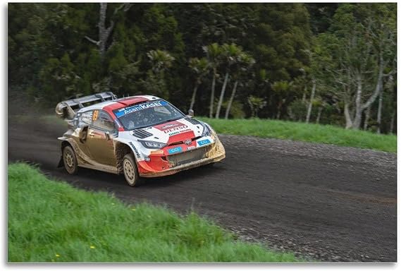 CWBUFD World Rally Championship Poster GR Yaris Racing Car Gallop Decorative Canvas Family Bedroom Artwork Picture Painting 12x18inch(30x45cm)