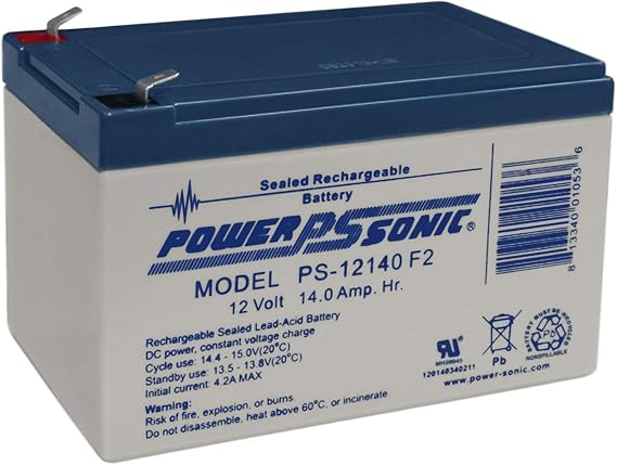 Powersonic PS-12140 - 12 Volt/14 Amp Hour Sealed Lead Acid Battery with 0.250 Fast-on Connector