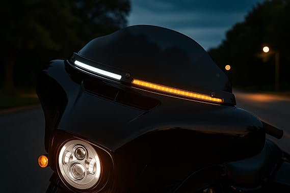 Eagle Lights Halos LED Windshield Trim Black | Fits Harley-Davidson Touring Models (20142025)