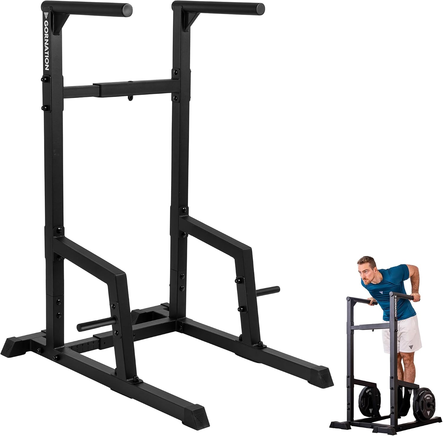 GORNATION Dip Station for Calisthenics & Home Gym, Adjustable Indoor & Outdoor Dip Bars, Free Standing Parallel Bars For Dips, L-Sit & Core Training (Outdoor Dip Station)