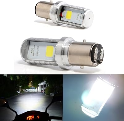 BA20D H616 COB 12W LED Aluminium Bulbs White Motorcycle Lights Bulb Backup Signal Blinker Stop Brake Tail Motorbike Light Bulbs Battery Car LED Headlight 900LM HighLow BeamPack of 2