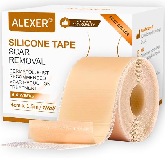 Alexer Soft Silikon Bant Yara İzi Yanık Sezaryen Dikiş İzi Keloid Ameliyat İzi Giderici 4cm x 1,5m