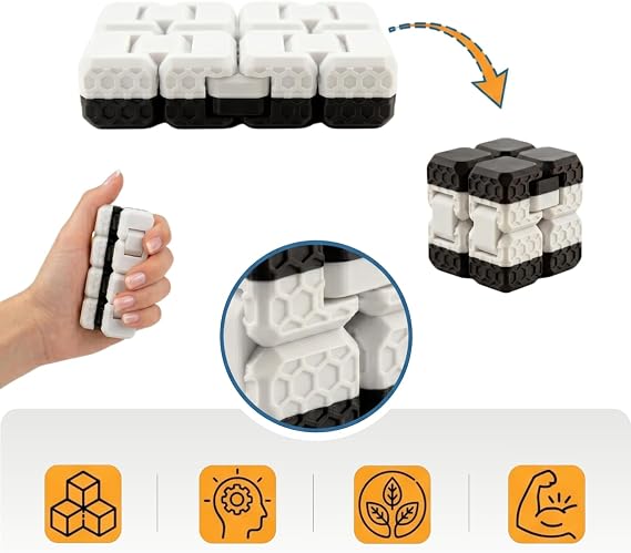 Taraftar Rengini Seç Fidget Cube - (Siyah - Beyaz) - Dayanıklı Stres Küpü ve Konsantrasyon Aracı