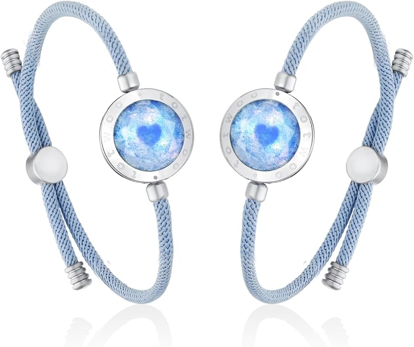 TOTWOO Azure Dream 2.0 Touch Bracelet with Blue Aventurine | Long Distance Touch Bracelet for Couples Vibrating & Light Up for Lovers | Long Distance Unique Love Gifts for Girlfriend, One Size