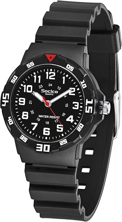SOCICO Kids Analog Watch 30M Waterproof & Learning Time for Boys Girls | Easy to Read, Soft Band, 35mm Case, Sports, Swimming, Playing, Daily Wear, School, Ideal Gift for Birthday