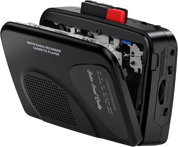 Cassette Player Tape Recorders AM/FM Radio, Portable Tape Player Records Built in Speakers Manual Record - 2AA Battery Or DC 5V Supply with 3.5MM Earphone- Black