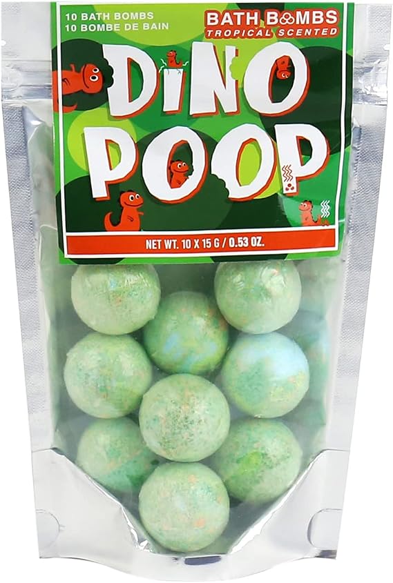 Gift Republic Dino Dinosaur Poop Bath Bombs 10-Pack Tropical Scent 150 Gram