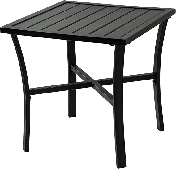 Outdoor Steel Side Table End Table for Patio, Backyard, Pool, Indoor Companion, Easy Maintenance and Weather Resistant, Black