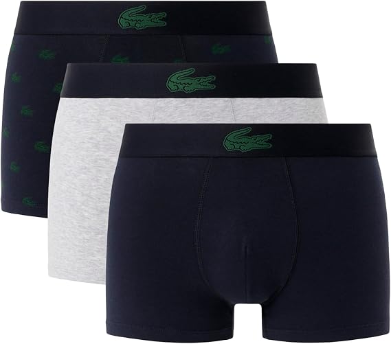 Lacoste Men's Cotton Stretch Mini Croc Print Trunks, 3-pack