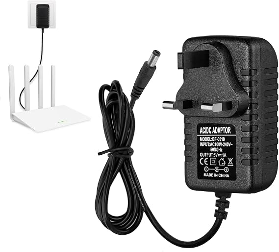 5V 1A Charger,5V Power Supply 5.5mm X 2.1mm,AC Adapter 100-240v 50 60hz,DC 5 V 1A Power Supply,AC to DC 5-V 1-A Power Source for Speakers Router Security Cameras LED Strips