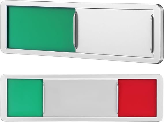 Privacy Door Indicator Sign Set 4 Pieces Silver Red Green Magnetic Slide Office Meeting Room Door Signs for Conference Room Use