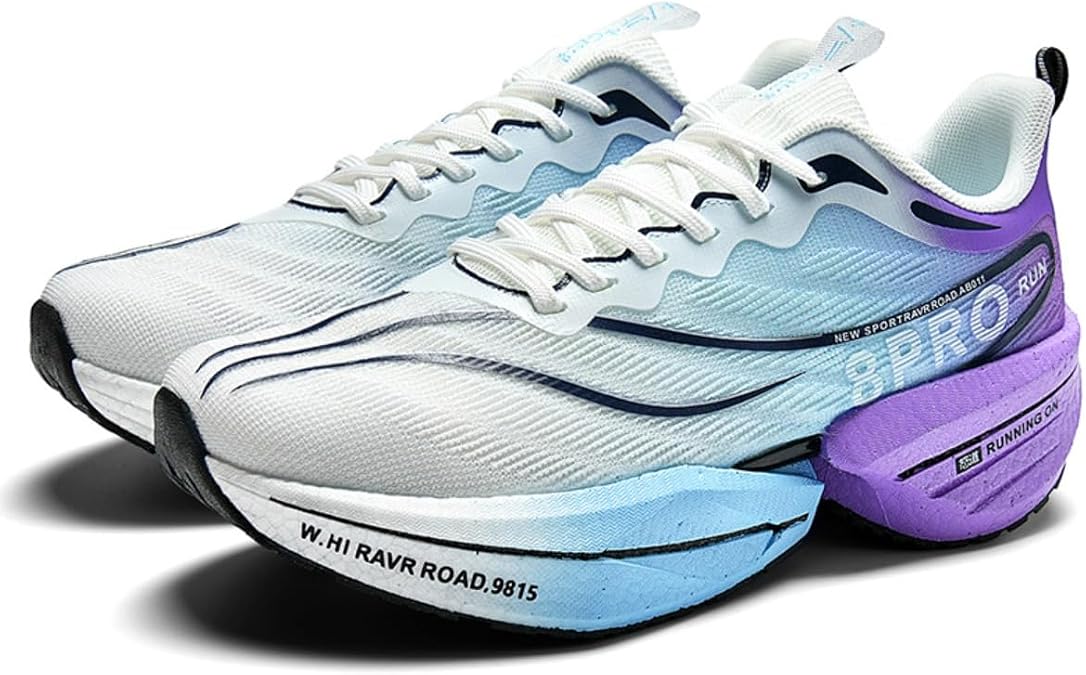 Carbon Plate Ultra Light Running Shoes for Women Breathable Popcorn Sole Racing Sneakers with Bounce Back Shock Absorbing Comfort for Daily Jogging and Marathon