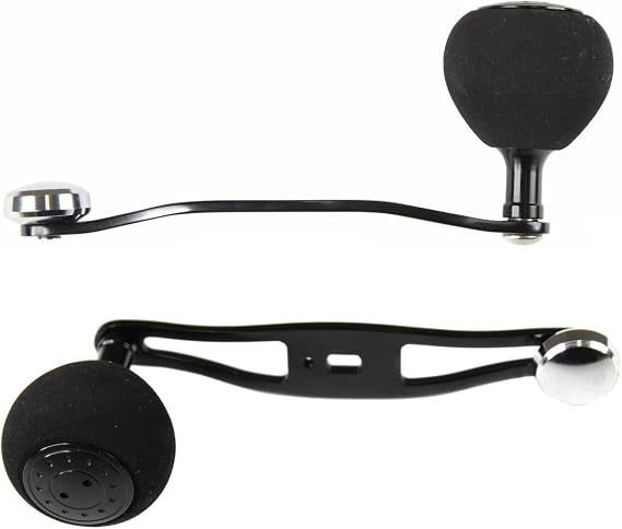 Jigging World Power Handle for Quantum Baitcast Reel - Offset Black Arm w/ 39mm Black EVA Knob
