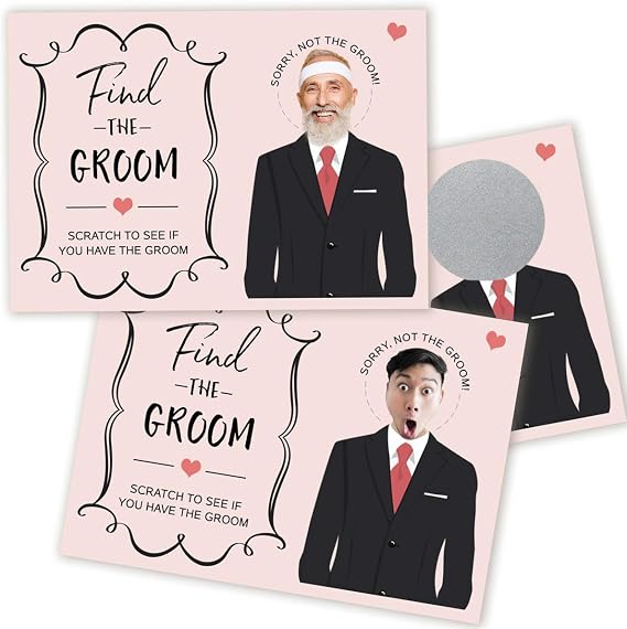 Printed Party Bridal Shower Games Find The Groom Scratch Off Raffle, Fun Wedding Shower Game, 30 Cards and Stickers