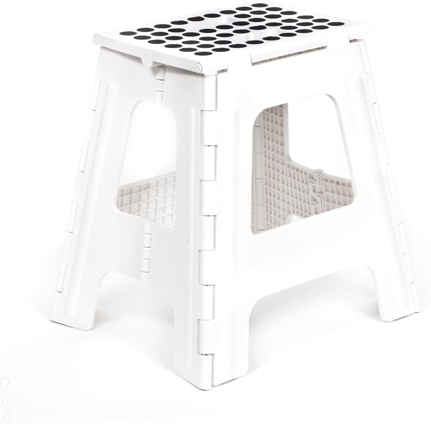 Kikkerland Rhino Foldable Step Stool – Holds Adults up to 300 Lbs, Best for Kitchen & Bathroom – Collapsible, Portable, Lightweight Stepping Stool with Sturdy, Non-Slip Design – White, 15