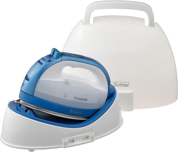 Panasonic Cordless Iron, Portable 360-Degree Freestyle Dry/Steam Iron with Precision Tips and Stainless Steel Soleplate, Anti-Calc and Anti-Drip, Power Base and Carrying/Storage - NI-QL1000A (Blue)