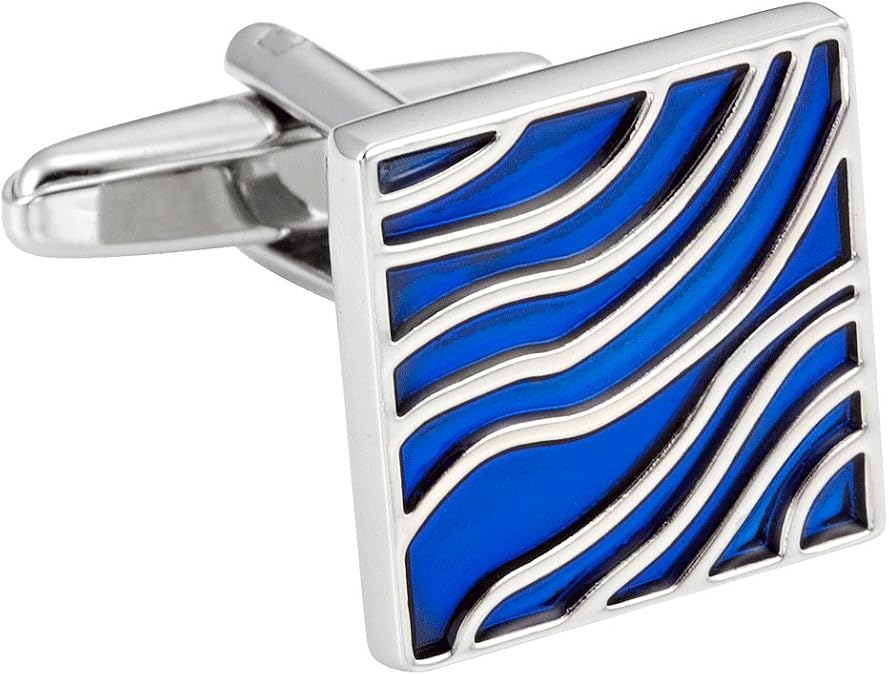 Urban Jewelry Mens Stainless Steel Waves Enamel Cufflinks Classic Cufflink