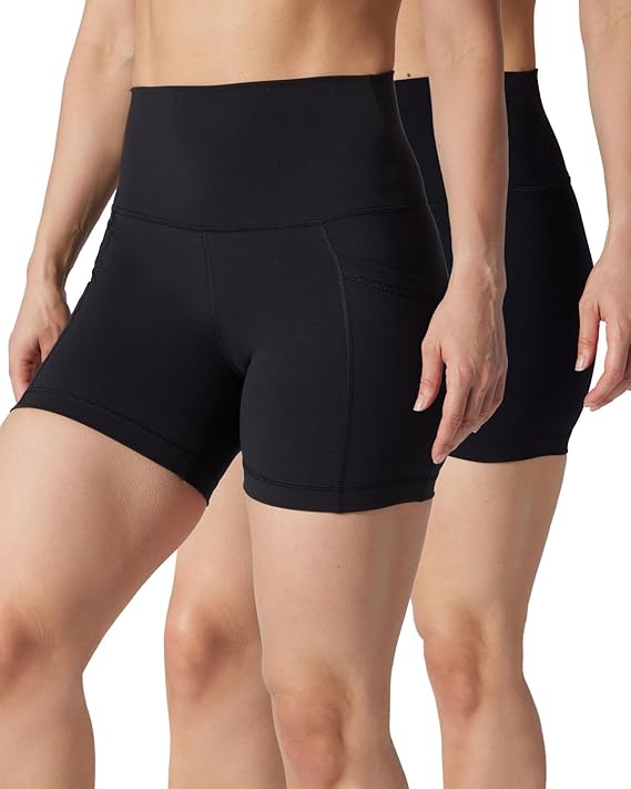 Yogalicious Womens 5, 7 High Waisted Biker Shorts Squat Proof Workout Yoga Short 2 Pack
