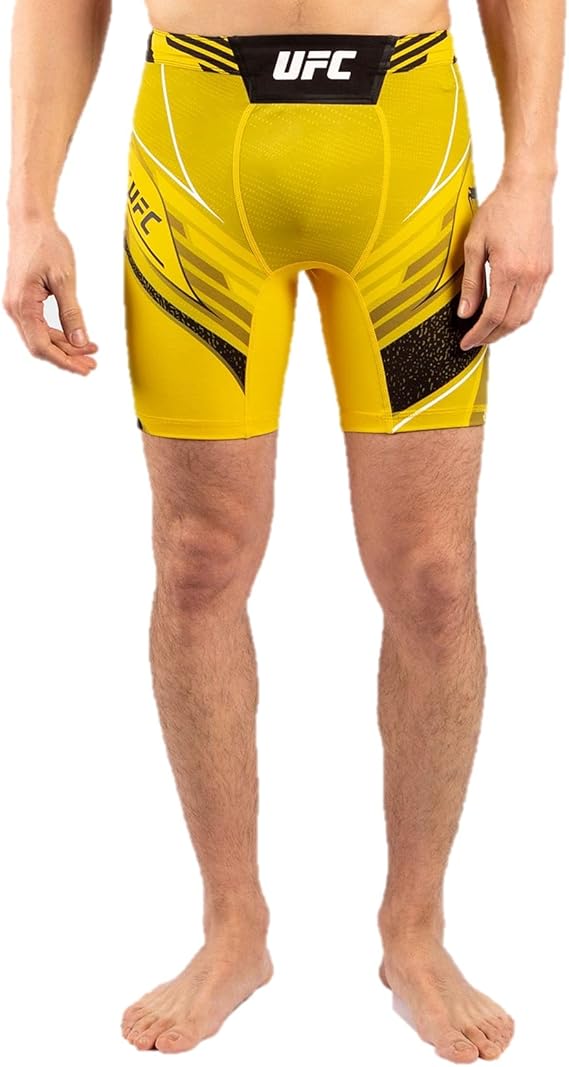 VENUM Compression Wear, Short Length, UFC VENUM AUTHENTIC FIGHT MEN'S VALE TUDO SHORTS - SHORT FIT // Functional, Sweat Absorbent, Quick Drying, Fit Type, Workout, yellow