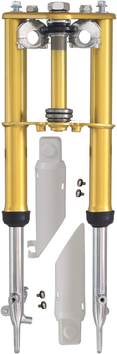 Gold Front End Fork Front Suspension Shock Inverted Forks with Triple Clamp Tree Assembly for 10" Drum Brake Wheel Coolster SSR Pit Dirt Bike CRF XR 50cc 70cc 110cc