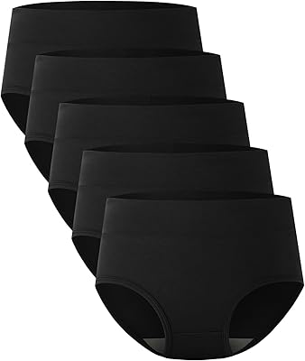 BAMBOO COOL Womens Underwear High Waisted Briefs Full Coverage Soft and Breathable Panties, 5-Pack