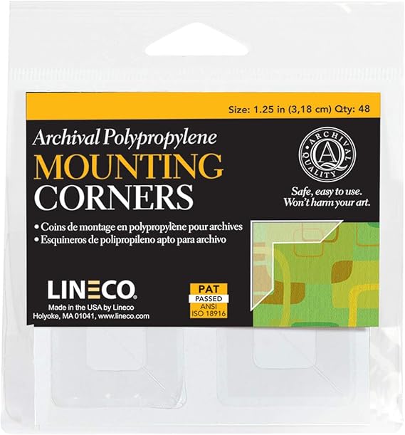 Lineco Self-Adhesive Polypropylene Mounting Corners, 1.25 Inch, 48 PCS