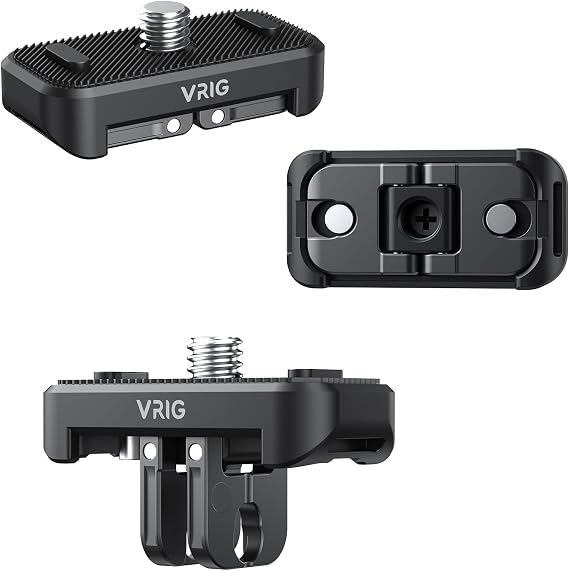 VRIG Quick Release Mount for Insta 360 X4 (New Version),Snap-On Magnetic 2 Prong Mount and 1/4" Screw Compatible with Tripod Fixed Action Camera Selfie Stick
