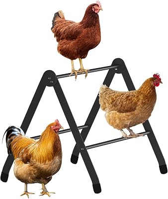 Koutemie Adjustable Chicken Perch for Coop, Heavy-Duty Metal Chick Roosting Bar for Brooder, Baby Chicks Stand Toy Training Perches for Large Bird Parrot Hens Macaw, Black