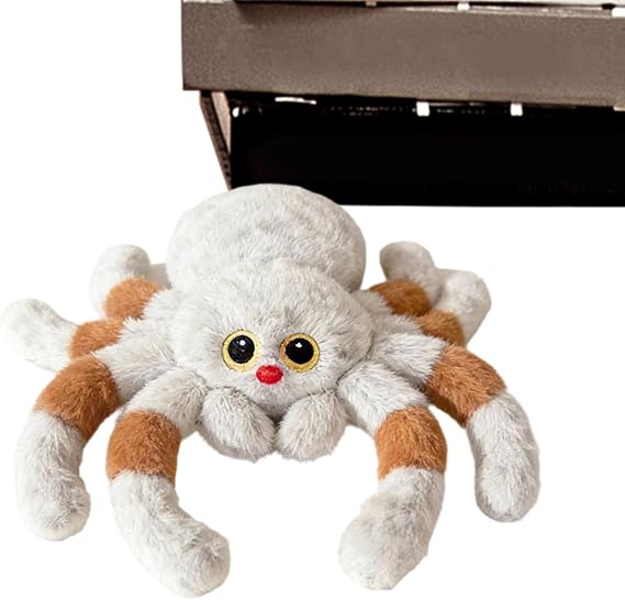 Stuffed Spider - White Cute Pillows Soft Doll - Spider Cuddle Plush Stuffed Animals | for Boys Girls Kids Collectors Christmas Birthday Home Office Companion Comfort